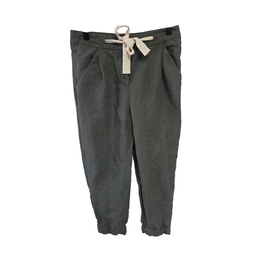 Wilfred Women's Gray Pleated Tie Waist Cropped Trousers‎ Pants Size 00